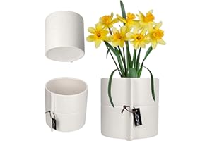 KADAX Macetero de cerámica, 2 colores, maceta de cerámica, maceta para flores, macetero para dragones, violetas, pensamientos (blanco, 17 cm)