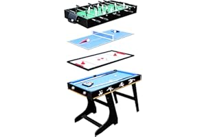 ‎IZZY Izzy Multifunktionale Spieltische 4-in-1-Tisch und Einzeltisch für Tischfußball, Billardtisch, Tischtennis, Speedhockey, Billard und Tischtennis