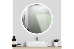 Acezanble Miroir Salle de Bain Rond 80cm avec Antibuée, Facile à Installer, avec des Boutons Tactiles Intelligents