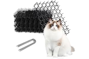 TSLBW 12 Stück Katzen-Matte mit Spikes Katzenabwehr-Matte mit Stacheln Gartenarbeit Kunststoff Katzenmatte mit 8 Heringe Haustierabschreckungsmatte für Wildtiere Pflanzenschutznetz für den Außenbereich