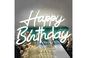 HFHUNGKEONG Panneau néon Happy Birthday réutilisable à intensité variable pour décoration murale de fête d'anniversaire, enseigne lumineuse LED USB Happy Birthday pour décoration de fond de fête d'anniversaire