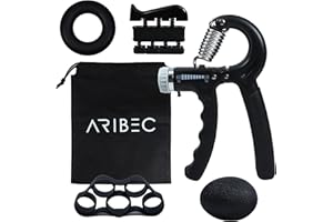 ARIBEC Hand Grip Profesional Set de 5 Ajustable con Bolsa, Fortalecer Antebrazo con Ejercicio en Casa, Handgrip Ejercitador de Manos Completo para Ejercitar Antebrazo de Forma Comoda, Plástico