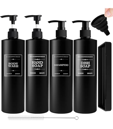 Zeepdispensers, zwart, 500 ml, shampooflessen om te vullen