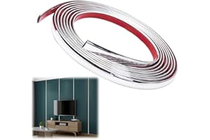 LOTNUT Moulure Argentée à Décoller et Coller - Flexible Bande Décorative Auto-Adhésives, pour Murs, Plafond, Plancher, Armoire, Sol, Bordure, Bord de Carrelage et Décoration d'Angle (3m, Argent)