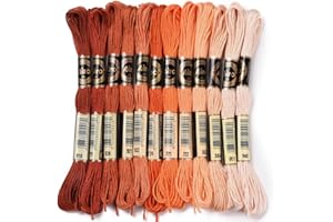 CABODYALS 12 Skeins 96.01M 6 Ply Variegated Embroidery Floss Orange Gradient Crewel Friendship Bracelet String Bulk Cross Stitch Floss Yarn Thread for Jewelry Making Hand Sewing Stitching Craft Diy