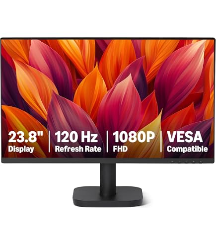 Amazon Basics 24-inch Monitor, FHD 1080P, Max 100 Hz, VESA