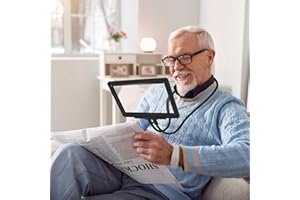 JUOIFIP 5X Lupe, Hals montierte Lupe zum Lesen Kleiner Drucke; Ältere Menschen mit alternden Augen, Ganzseitige Lupe 8"x5" für Senioren mit schlechtem Sehvermögen