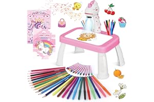 KONIJIWA Unicornios Para Niñas Proyector Dibujos Para Niños con 72 Motivos Regalo Niña 3 4 5 6 Años Juguetes Niños Juguetes Juegos con Lápices de Colores,Álbum de Recortes,Libro de Pegatinas,Pegatinas,Sello