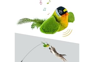 TOHDNC Cat Bird Toys with Cat Wand, Simulation Flying Birds Cat Toys Interactive with Feathers, Interactive Cat Toys for Indoor Kitty Kitten Exercise
