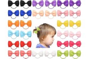 30 Pièces Noeud Papillon Accessoires de Cheveux pour Filles,Bébé filles cheveux arcs élastiques à cheveux,élastiques à cheveux avec ruban gros-grain,pour les tout-petits enfants(Couleur aléatoire)