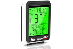 ICOCOPRO Compteur de vélo Compteur kilométrique sans Fil Étanche Grand écran LCD 5 Options de Langue Compteur de Cycle Réveil Automatique et Sommeil Multifonction