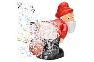 CELESTIMINGLE Santa Claus Seifenblasenmaschine, Elektrische Bubble Blower mit Musik & bunten LED-Lichtern, Automatische Weihnachtsmann Seifenblasenmaschine für Weihnachten, Kinder, Geburtstag & Party (Rot) (A)