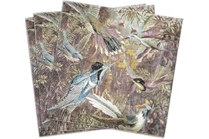 ZELTEN 20 Count Paper Napkins Vintage Floral Pattern,Printting Peony Birds Decorative Decoupage Dinner Tea Party Shower Serviettes, Retro Hummingbird