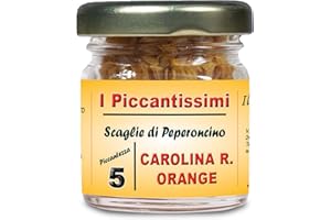 I Piccantissimi - Carolina Reaper Orange peperoncino piccantissimo in vasetto da (15gr) Scaglie di Peperoncino a lunga conservazione - peperoncino carolina reaper coltivato in Italia (2.000.000 SHU)