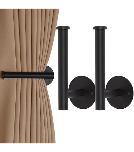 Fermatende Autoadesivi, Fermatenda Decorativi per Tende, Ganci per Tende a Forma di L, 2 Pezzi Fermatende e Raccogli Tenda Ganci per Tende per Casa