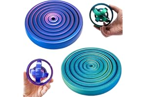 WORUIB 3D Printed Fidget Toy, 2 Interstellar Spinner Discs with 360° Rotation, Stress Relief Desk Toy for Adults & Kids, 10cm PLA Spiral Galaxy Spinner for Office & Travel (Green & Purple)