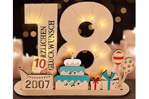 packra 18 Geldgeschenke Geburtstag,18 Geburtstag Geschenk Mädchen & Jungen,Holz-Schild Gästebuch,18 Geburtstag Deko,Personalisierbares Geschenk