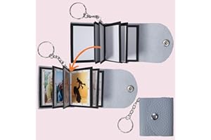 UNIQICON Mini Porte-clés Photo, Petit Porte-Clés Personnalisé en Cuir avec 10 Photos, Mini Album Photo Portable, Porte-Image, Cadeaux Photo Personnalisés Pour Famille, Couples, Fête des mères, Anniversaire