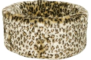 Danish Design Luxury Leopard Print Removable Cushion Round Cat/Kitten Bed Medium 50 cm