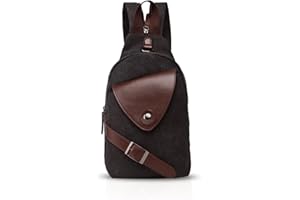 FANDARE Clásico Sling Bag Fiesta Jogging Excursión Portátil Bike Viaje Deporte Hombres/Mujeres Mochila Transpirable Lienzo Negro