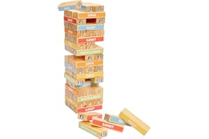 Bluey Tumbling Tower Game - 54 Colourful FSC-Certified Wooden Blocks, Hand-Eye Coordination & Motor Skills Family Game, Eco-Friendly Fun for Kids Aged 3+, Durable & Non-Toxic