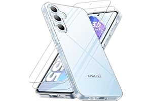 caslord Funda para Samsung Galaxy A55 5G Transparente Case, [2 Protector de Pantalla] [Anti-Amarillo] [Ultra Delgado] [Protección contra caídas] Suave TPU Caso Delgada Anti-Choques Cover - Clear