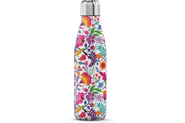 The Steel Bottle - Bouteille isotherme en acier inoxydable, isolation sous vide à double paroi, capacité 500 ml, fermeture hermétique, bouteille d'eau portable (Garden Flowers)