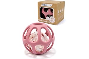 MCGMITT Mordedor Bebe 2 en 1 – Mordedor de Silicona y Pelota de Agarre, Juguete la Dentición del Bebé Sensorial sin BPA, dentición Pelota Suave para Bebés +3 Meses, Regalo para Recién Nacidos (Rosa)