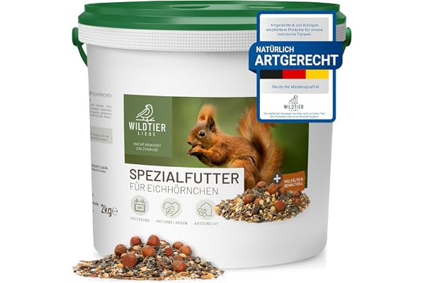wildtier liebe Nourriture pour écureuils 2 kg pour écureuils et tamias | Nourriture pour écureuils et tamias pour toute l'année