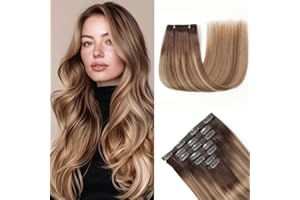 HotLulana Extensiones de Clip de Pelo Natural,7pcs 35cm Extensiones Pelo Natural Cabello Humano Extensiones 14 Inch 80g Extensiones de Cabello Natural Extensiones Pelo Natural 2/6/18K#