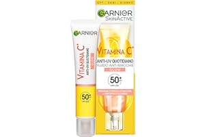 Garnier Fluido Anti-UV Quotidiano Anti-Macchie Glow, SPF 50+, Per Tutti i Tipi di Pelle, Arricchito con Vitamina C*, Protegge dai Raggi UV, Uniforma e Illumina, Daily UV Glow, 40 ml