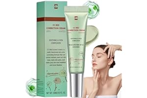 MUBUNI 15ML CC Green Correction Cream,Lightweight Skin Perfector Tinted Moisturiser,Covering Corrector Invisible Face Concealer,Green Concealer for Redness,Skin Tone Adjusting CC Cream Full Coverage