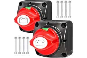 HOLMOL Batterie Trennschalter 12V 24V 48V, 2 Stück Batterietrennschalter 12V, Batterie Trennschalter Auto, Hauptschalter 12 Volt, Batterieschalter für Boot, Marine, LKW, ATV, Wohnmobil