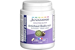 JUVAMINE - Artichaut et Radis Noir - Bien-être du Foie - Contribue au bon Fonctionnement du Système Digestif et Hépatique - Format 2 Mois - 120 Gélules d'origine végétale