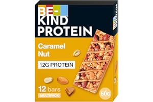 BE-KIND PROTEIN Caramel Nut – Barres protéinées de fruits à coque sans gluten – Pack de 12 barres
