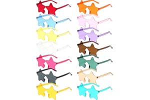 PARSUP 14 Paar Randlose Sonnenbrillen in Stern, rahmenlose Stern-Sonnenbrillen, transparente, bonbonfarbene Gläser, getönte Brillen, Junggesellenabschiedsgeschenke, Flugzeugbox, gut verpackt, 14 Farben