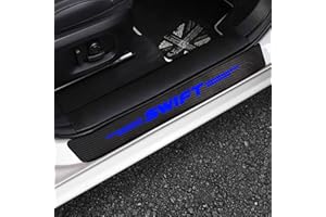 WYXAXNM 4 Pezzi Auto Fibra di Carbonio Battitacco Adesivi per Suz-uki Swift 2022 2021 2019 2018 2017-2014, Soglia Porta Anti-Graffio Scuff Piastra di Protezione Antiscivolo Adesivi Decorativi Accessori