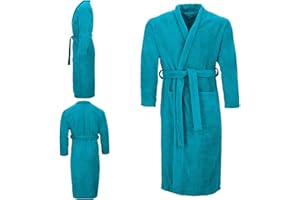 F4D Dressing Gown 100% Cotton 500 Gsm Shawl Bath Robes for Men,Soft Dressing Gown for Women UK,Towelling Robe for Men