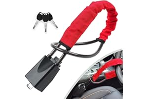 Bogoro Anti-Diebstahl Universal Fit Sicherheitsgurtschloss Diebstahlsicherung, Lenkradschloss mit 3 Schlüsseln, Lenkrad schloss Diebstahlsicherung für Auto, LKW, SUV, Van(Rot)