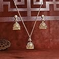 DAOMEI Women Gold Flower Indian Jewelry Set Earring And Necklace Jewelry Set Wedding Hangers Jhumka Earrings