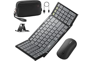 ‎INATECK Inateck Faltbare Tastatur Maus Set Kabellos,Klappbare Tastatur mit Ziffernblock mit 3 Kanälen,mit Ständer und Zubehör Tasche,für iPad iPhone Mac Android Windows,Nomad N0158