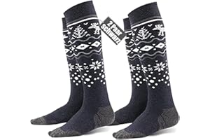 FAYHIJUN Skisocken Herren Damen Kinder skistrümpfe 2 Paar Merino Performance Sportsocken Warme Wintersocken Thermosocken Für Mädchen Jungen Skifahren Snowboard Atmungsaktive Elastische Manschette
