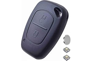 ANGOFIZ Coque Clé Télécommande sans Lame Compatible avec Renault Kangoo Master Trafic Opel Vivaro Movano Vauxhall + 2 Boutons Poussoir Switch + Pile