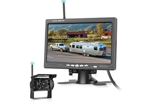 HODOZZY Telecamera di Retromarcia e 7 pollici HD Monitor Wireless, Telecamera Posteriore Senza Fili Sistema di Assistenza al Parcheggio, Impermeabile Visione Notturna 12V-24V per camion/rimorchio/camper