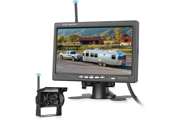 Camera de Recul sans Fil, Hodozzy HD 7 Pouces Camera Recul Kit, Vision Nocturne Camera de Recul pour Camping Car, Camion Caméra de Recul Voiture Ecran IP67 Étanche Moniteur pour Caravane, 12V-36V