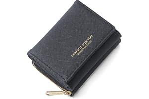 ANYWN Portafogli donna piccolo, Borsellino piccolo con grande capacità, Elegante Portafoglio donna con grande tasca portamonete Nero