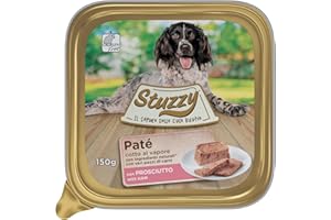 Stuzzy, Cibo Umido per Cani Adulti al Gusto Prosciutto, Paté e Carni in Pezzi - Totale 3,3Kg (22 Vaschette da 150G)