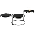 ASPECT Eterntity Glass Coffee Table with Swivel Motion, Chrome/Black, 58x50x43cm, CT11BK/CH