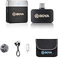 BOYA BY-M1V3 Wireless Lavalier Microphone for Android Phone iPhone15,Plug Play Lapel Microphone Noise Cancellation Cordless Clip on Mic for Video Recording