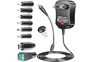 SoulBay 3V 4.5V 5V 6V 7.5V 9V 12V 1000mA máximo Universal AC/DC Adaptador de Cambios Regulados con 8 Modos Alimentación Adaptador de Conectores para 3-12V Elektronik - 150 cm Cable